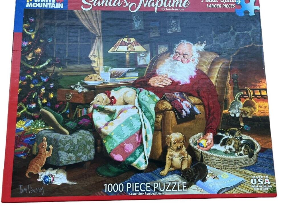 White Mountain Santa's Naptime Christmas 1000 pc Jigsaw Puzzle Tom Newsom